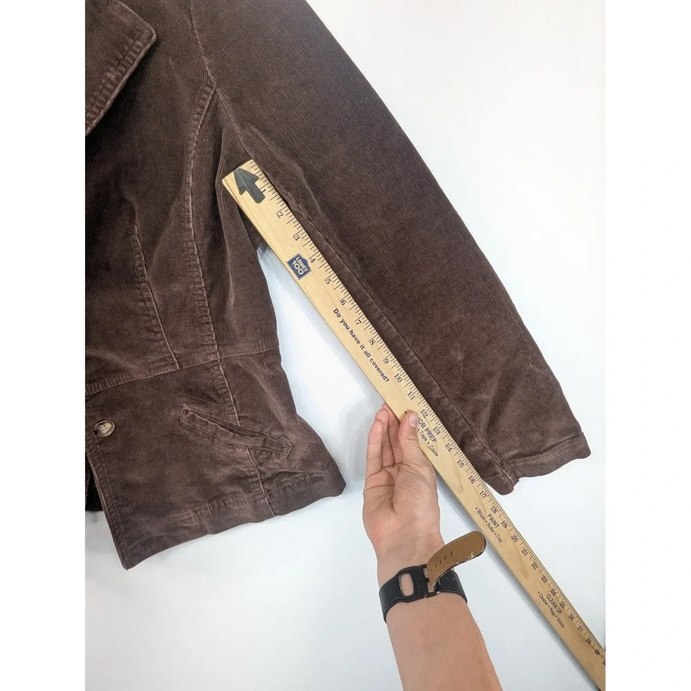 St Johns Bay Womens Brown Corduroy Stretch‎ Blazer Jacket Size 6 Button Front